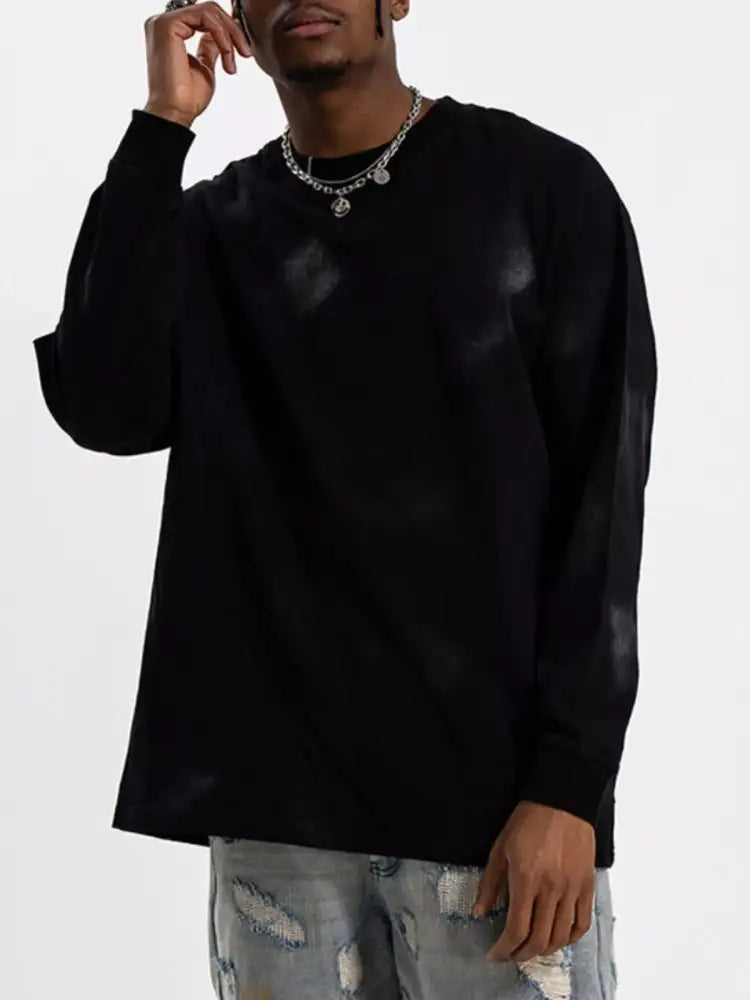 Men’s Washed Long Sleeve Cotton T-Shirt