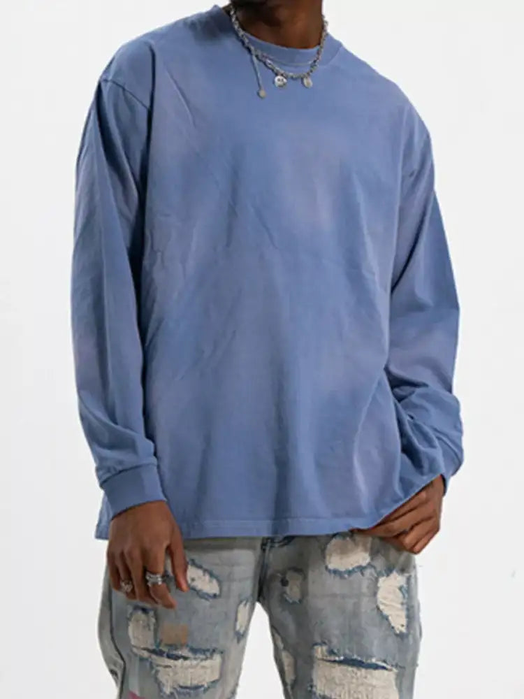 Men’s Washed Long Sleeve Cotton T-Shirt