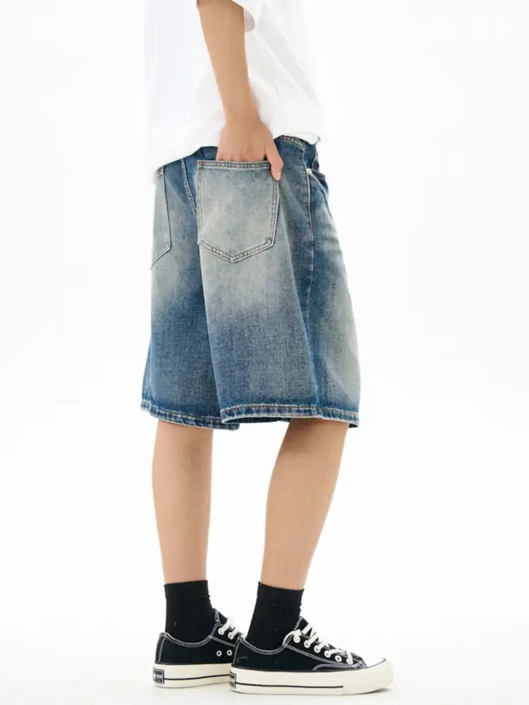 Men’s Washed Loose Fit Denim Shorts