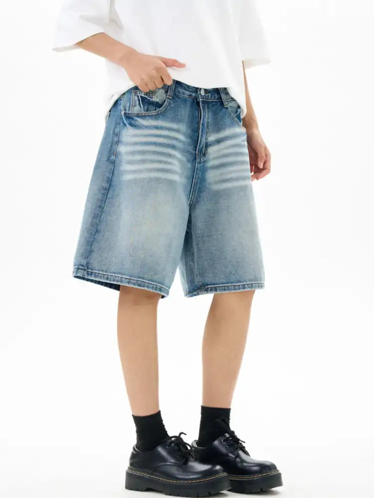 Men’s Washed Loose Fit Denim Shorts