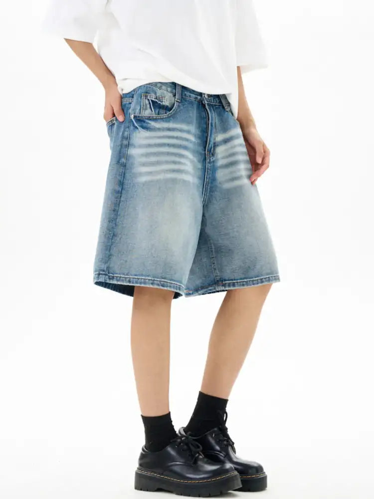 Men’s Washed Loose Fit Denim Shorts