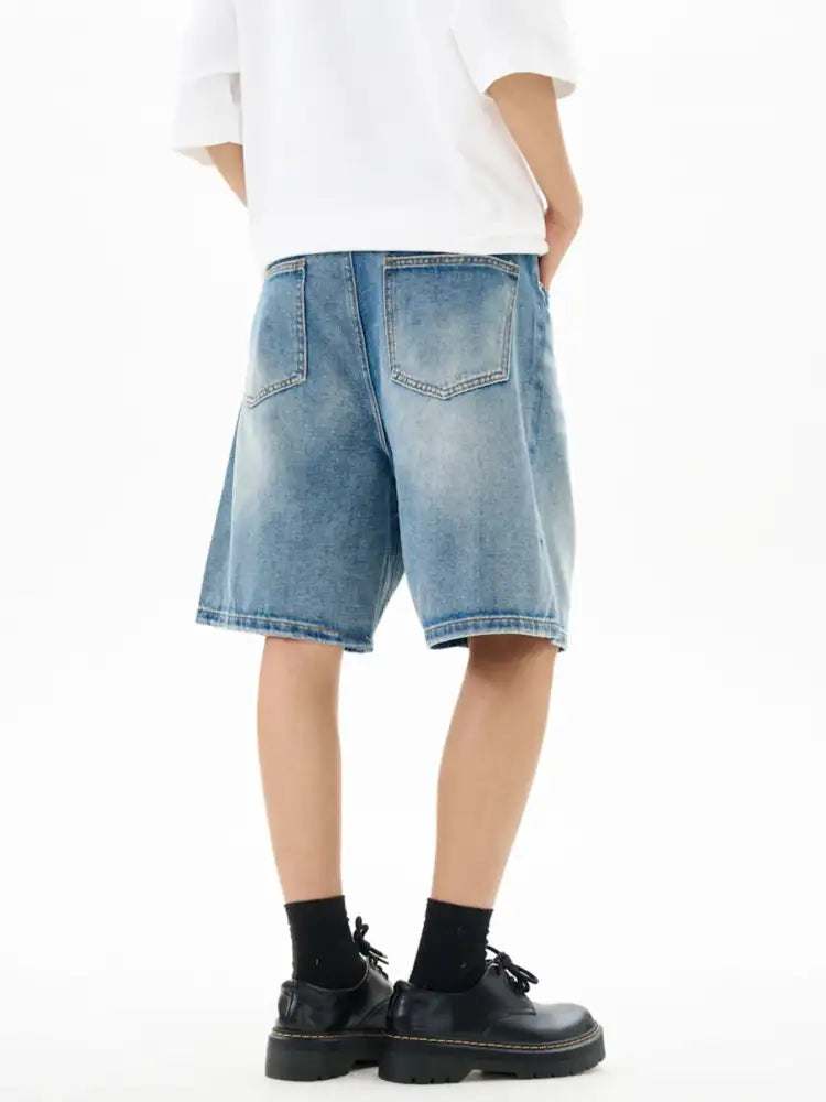 Men’s Washed Loose Fit Denim Shorts