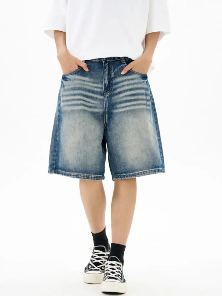 Men’s Washed Loose Fit Denim Shorts