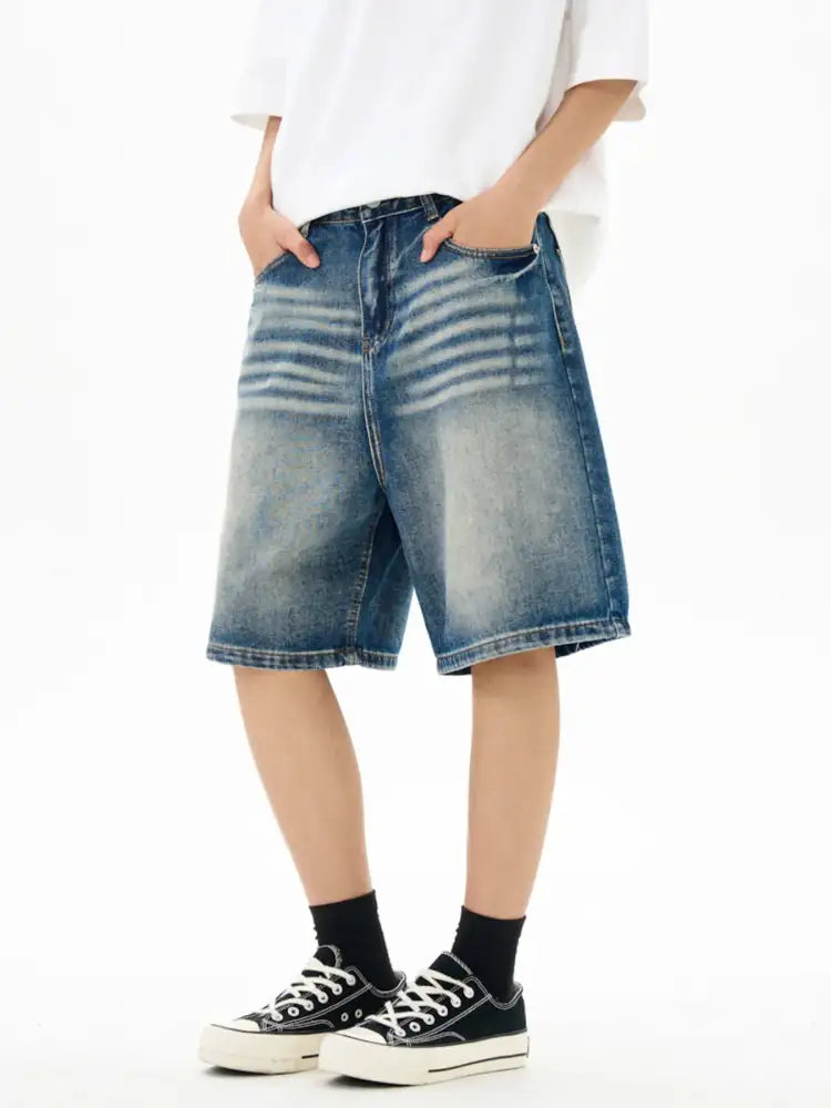 Men’s Washed Loose Fit Denim Shorts