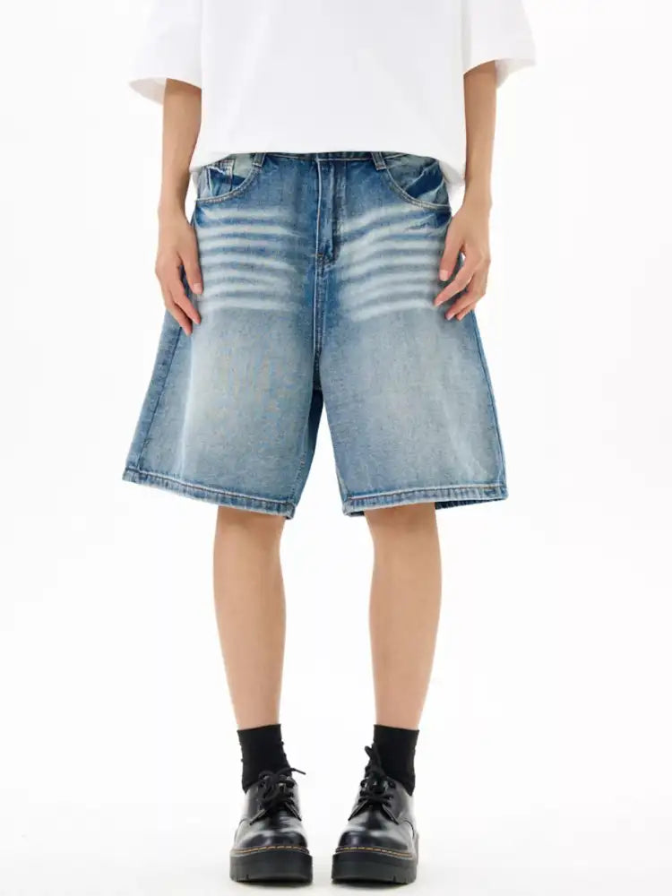 Men’s Washed Loose Fit Denim Shorts