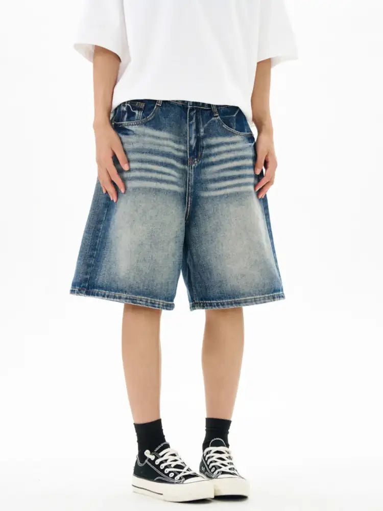 Men’s Washed Loose Fit Denim Shorts