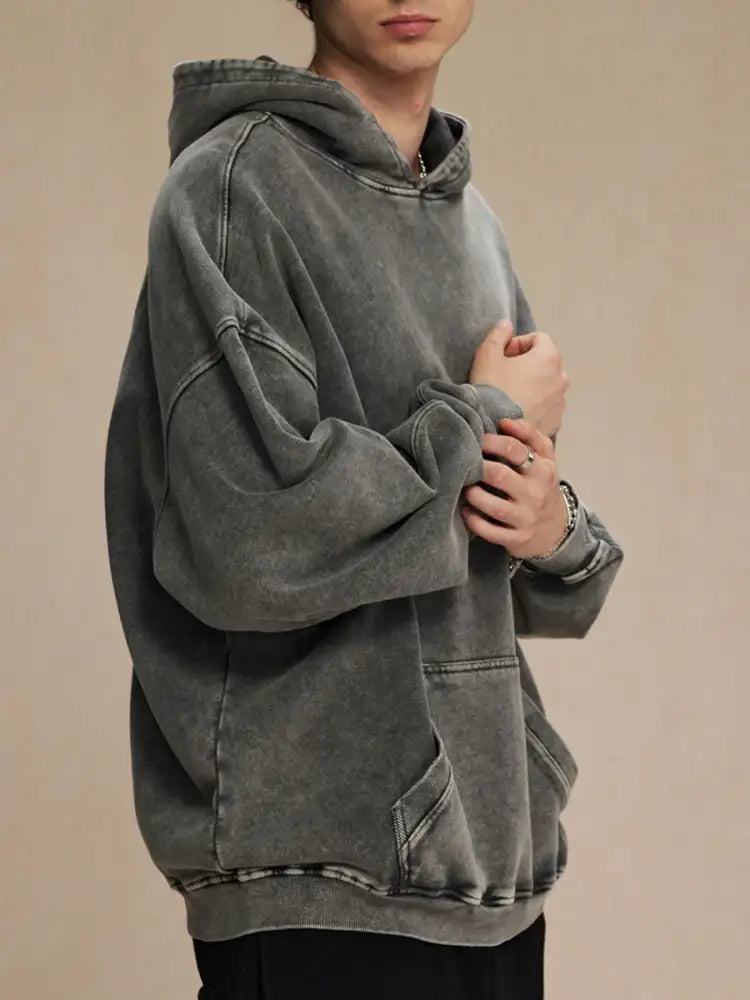 Men’s Washed Oversized Long Sleeve Hoodie