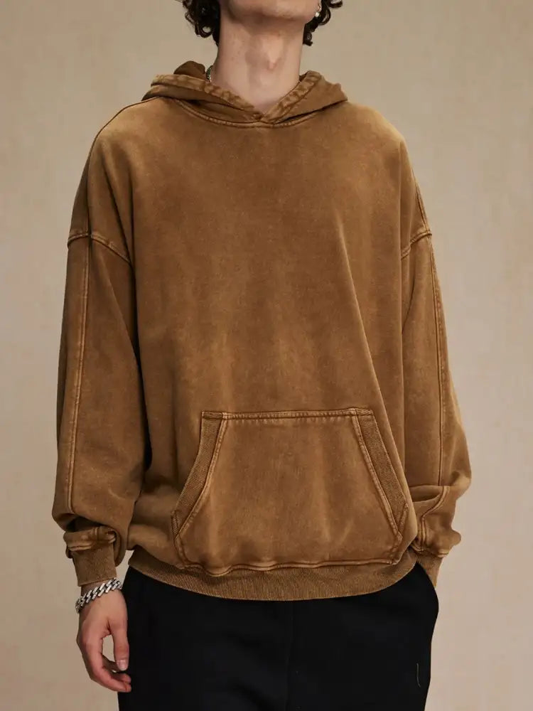 Men’s Washed Oversized Long Sleeve Hoodie