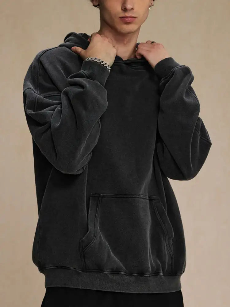 Men’s Washed Oversized Long Sleeve Hoodie