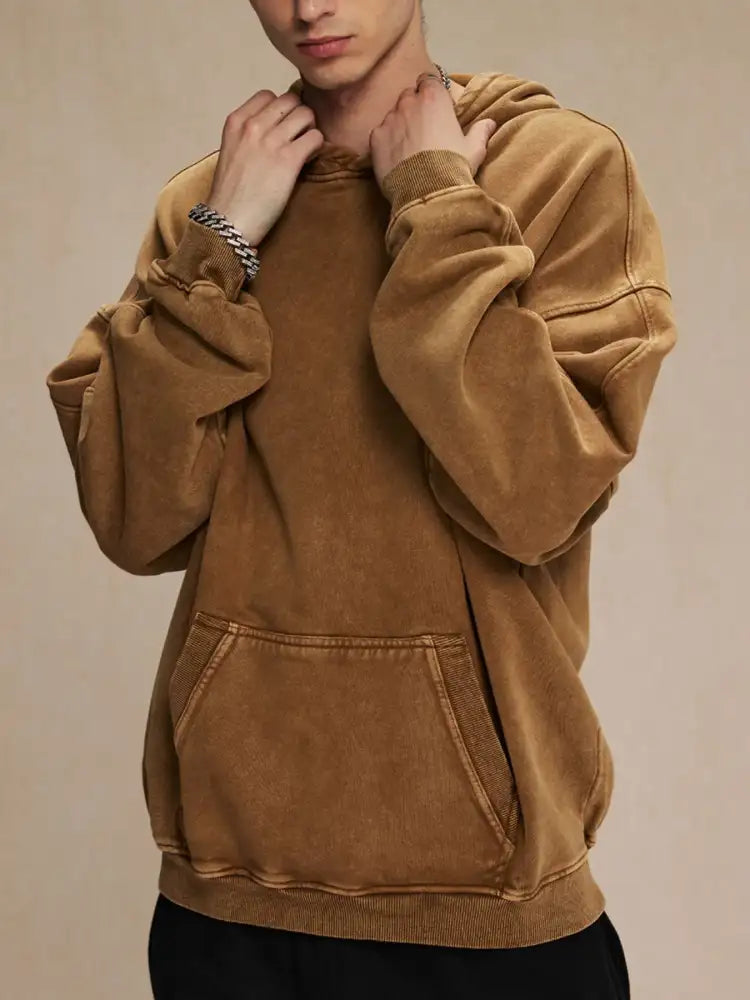 Men’s Washed Oversized Long Sleeve Hoodie