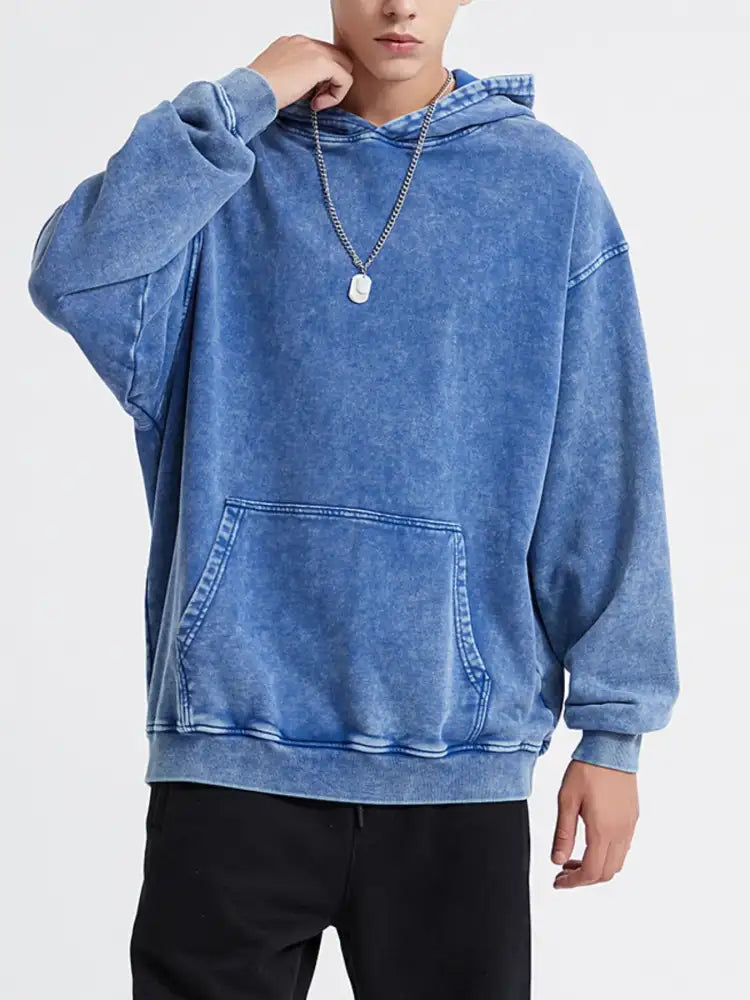 Men’s Washed Oversized Long Sleeve Hoodie