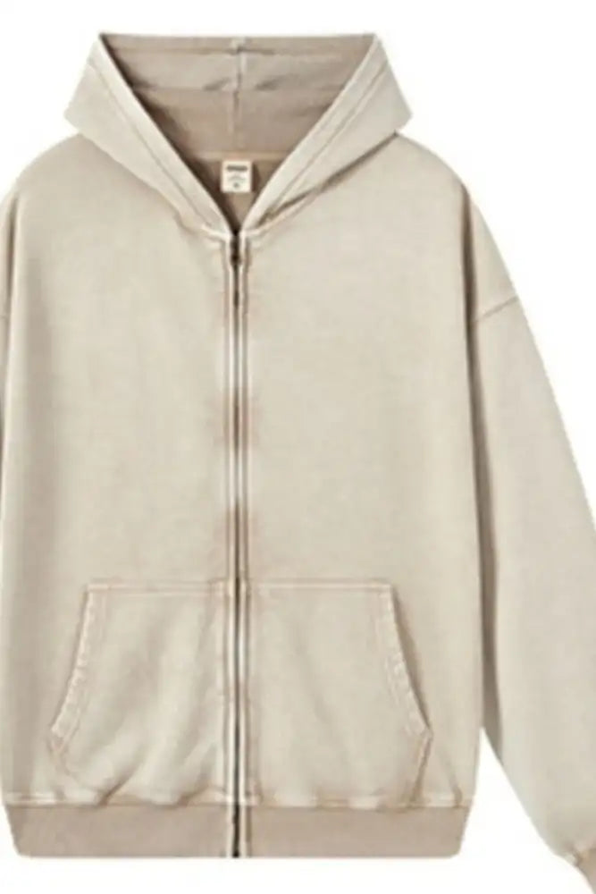 Men’s Washed Oversized Zip-Up Hoodie