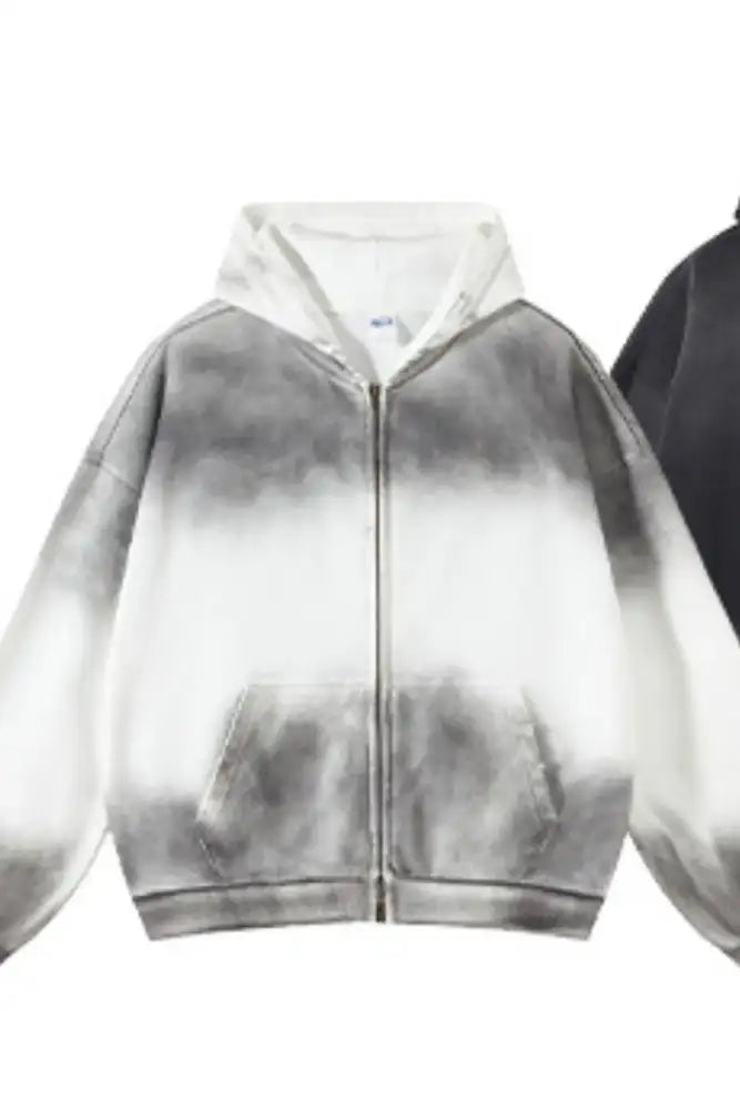 Men’s Washed Oversized Zip-Up Hoodie