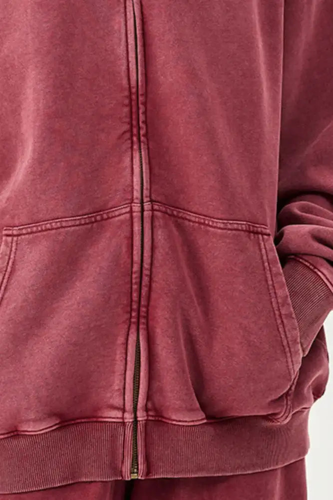 Men’s Washed Oversized Zip-Up Hoodie