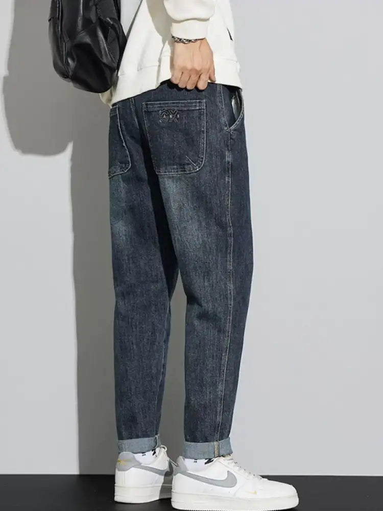 Men’s Washed Relaxed Fit Cuffed Jeans