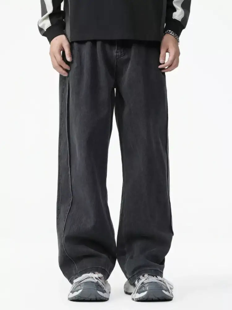 Men’s Washed Relaxed Fit Wide Leg Jeans