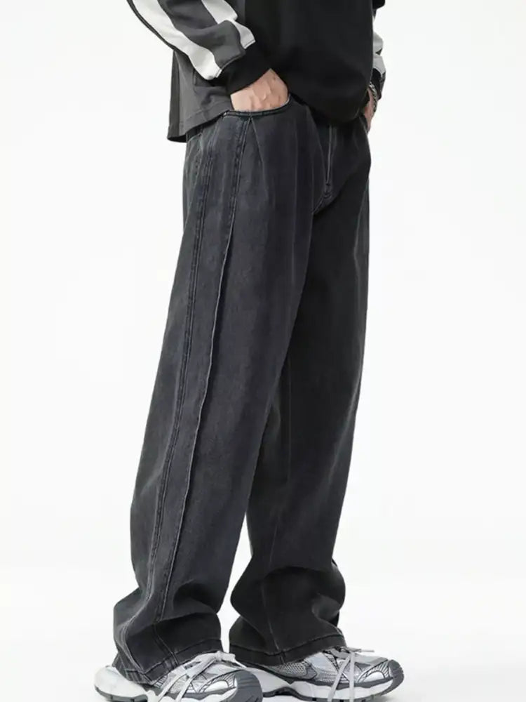 Men’s Washed Relaxed Fit Wide Leg Jeans