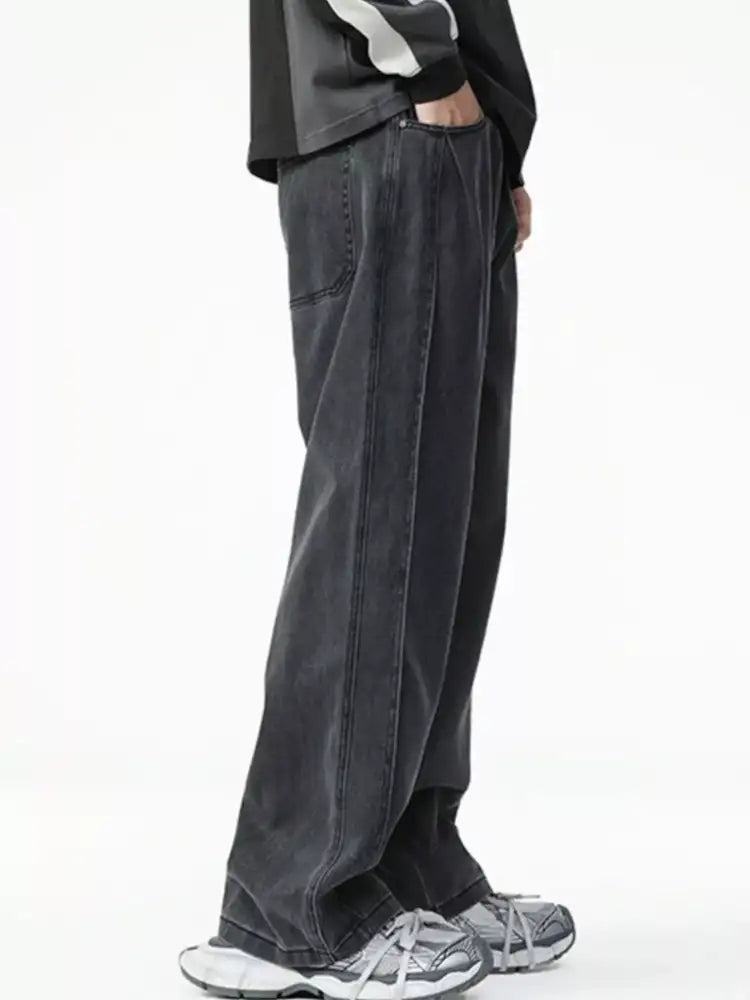 Men’s Washed Relaxed Fit Wide Leg Jeans
