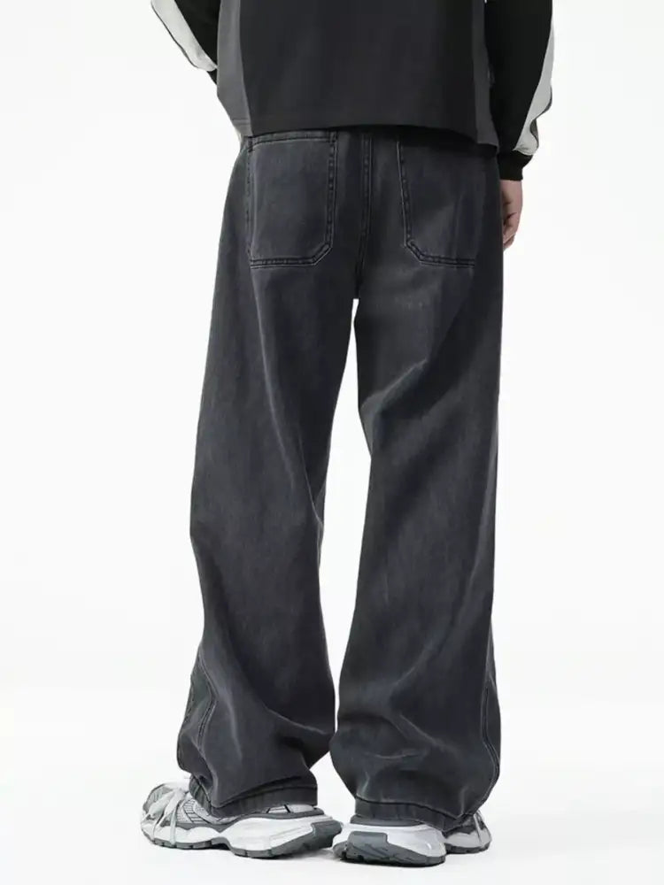 Men’s Washed Relaxed Fit Wide Leg Jeans
