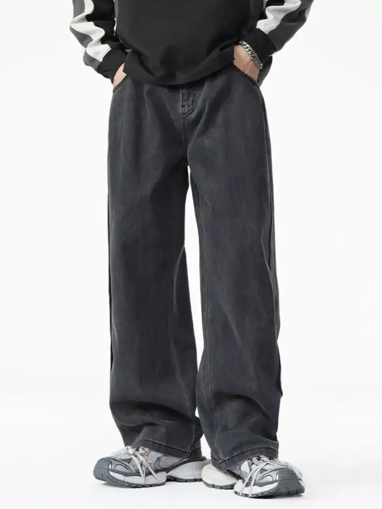 Men’s Washed Relaxed Fit Wide Leg Jeans