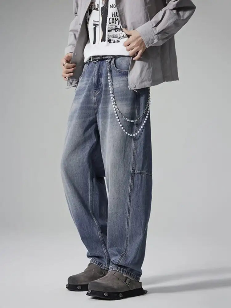 Men’s Washed Relaxed Wide-Leg Jeans