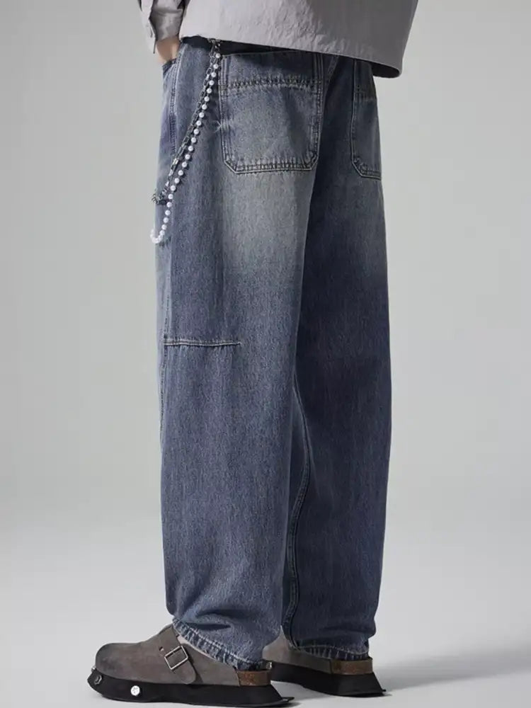 Men’s Washed Relaxed Wide-Leg Jeans