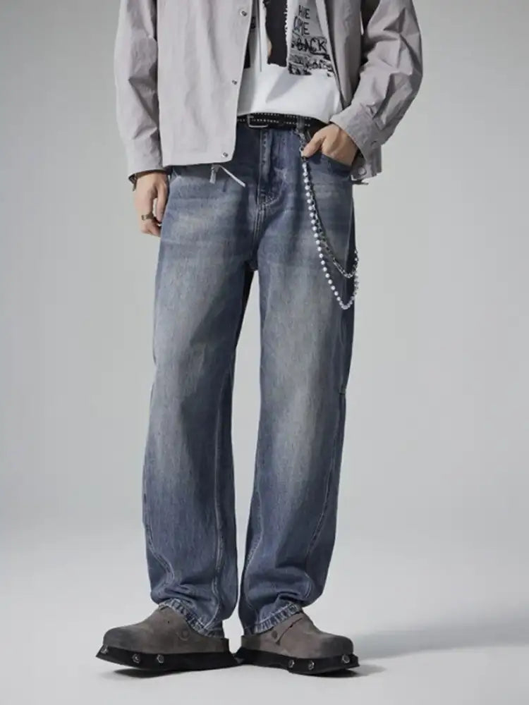 Men’s Washed Relaxed Wide-Leg Jeans