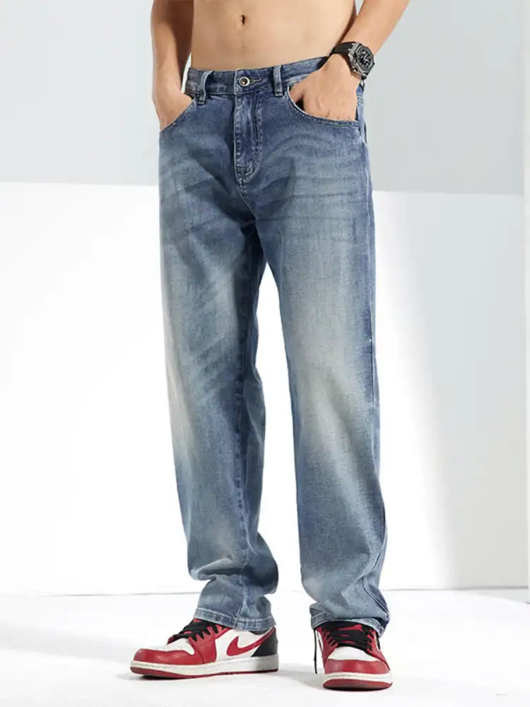Men’s Washed Straight Jeans