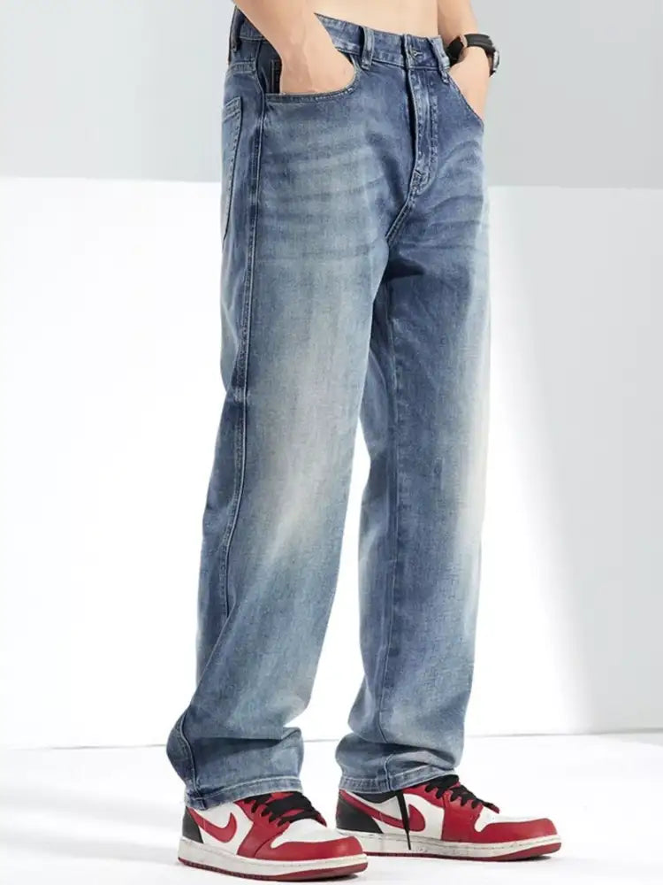 Men’s Washed Straight Jeans