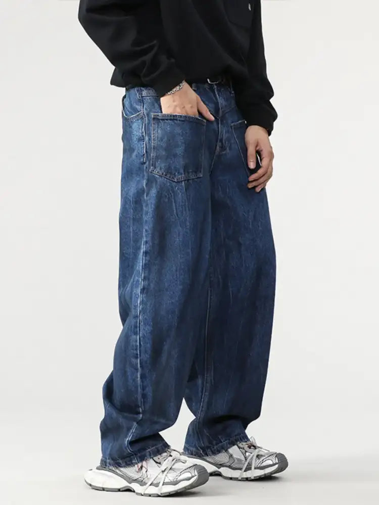 Men’s Washed Wide Leg Baggy Jeans