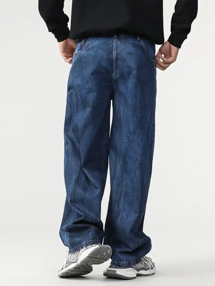 Men’s Washed Wide Leg Baggy Jeans