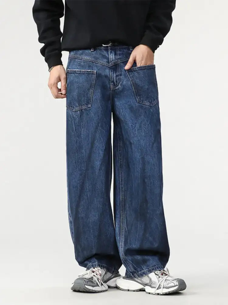 Men’s Washed Wide Leg Baggy Jeans