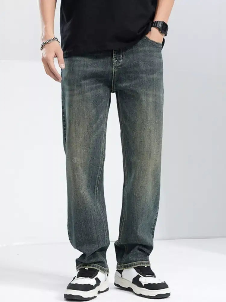 Men’s Washed Wide Leg Jeans
