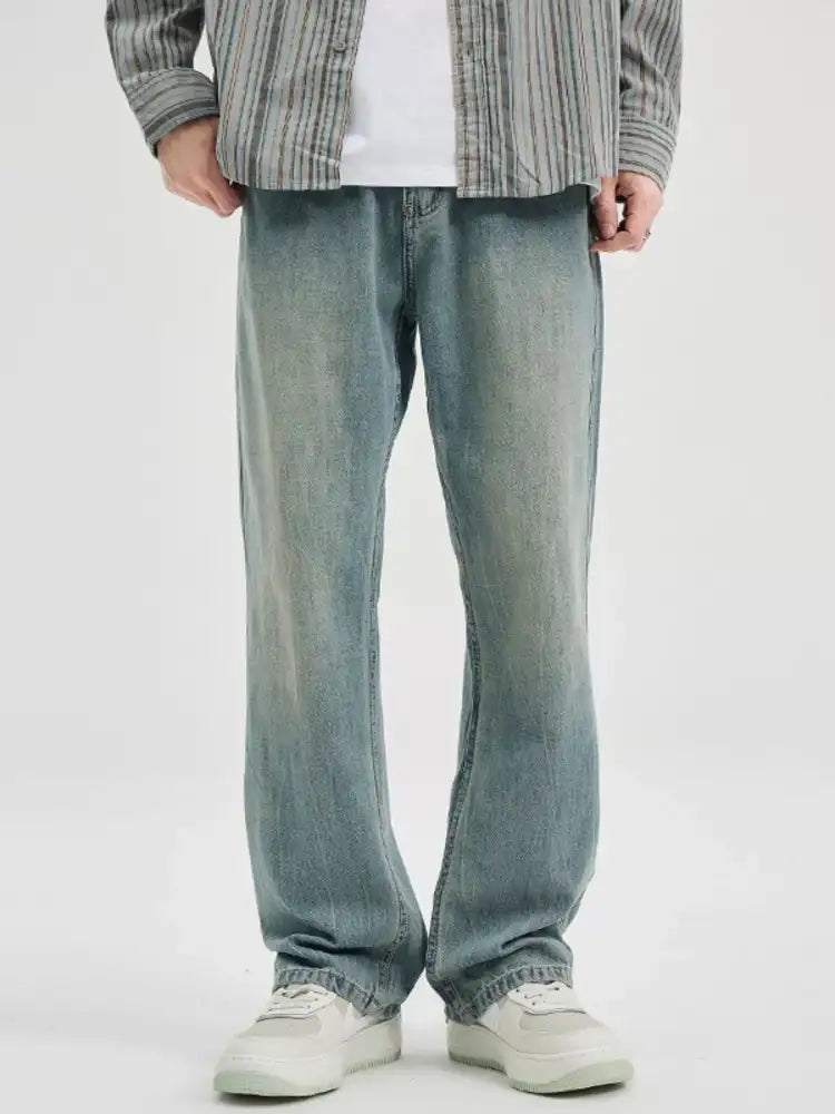 Men’s Washed Wide Leg Jeans