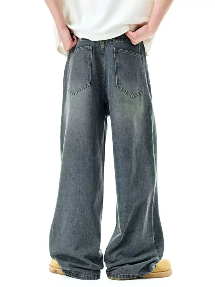 Men’s Washed Wide Leg Jeans