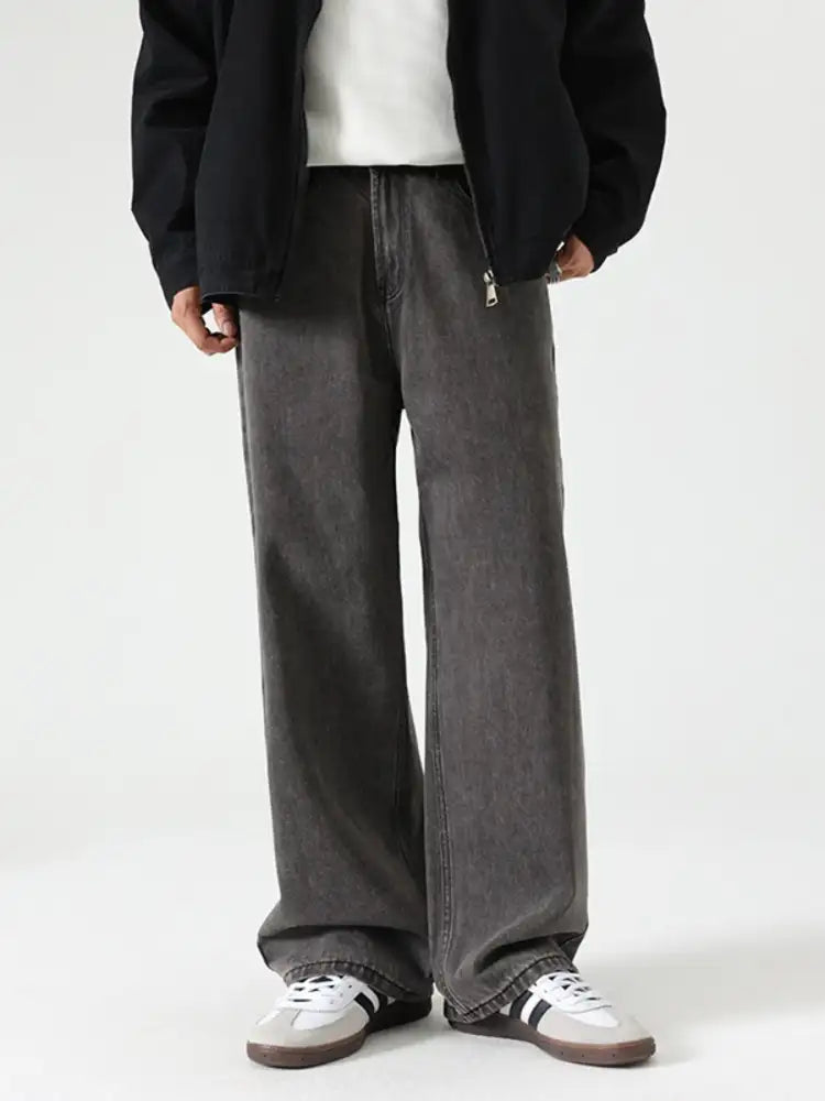 Men’s Washed Wide Leg Jeans