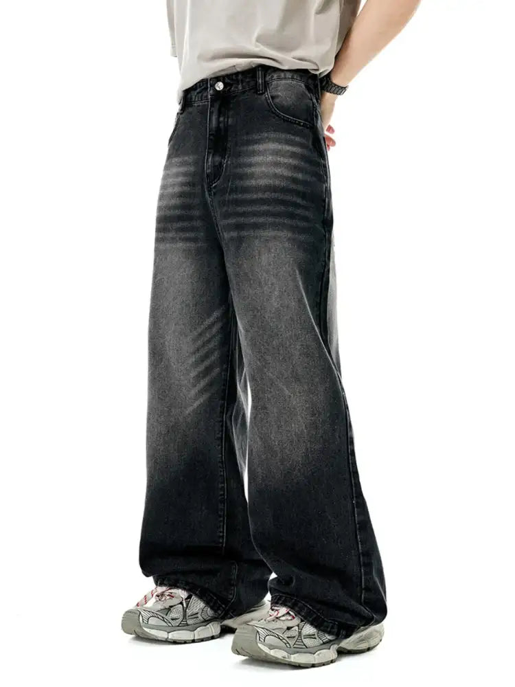 Men’s Washed Wide Leg Jeans