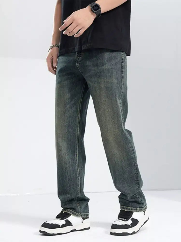 Men’s Washed Wide Leg Jeans