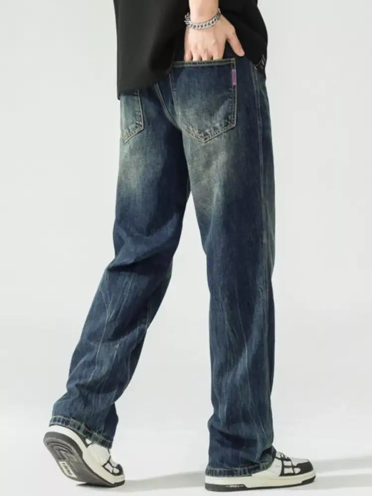Men’s Washed Wide Leg Jeans