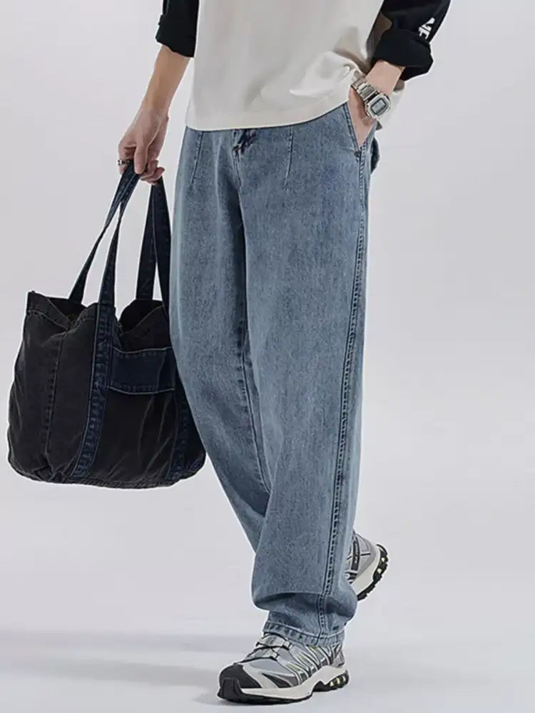 Men’s Washed Wide Leg Jeans