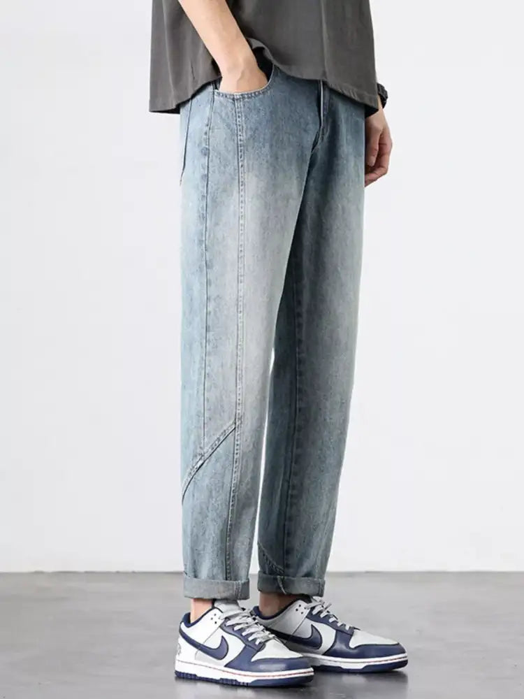 Men’s Washed Wide Leg Jeans