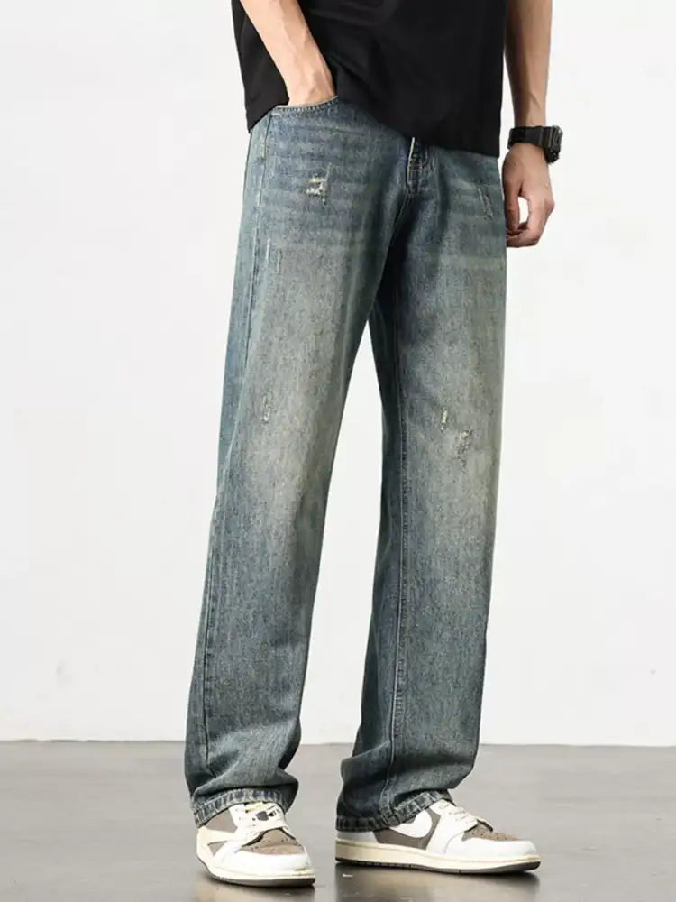 Men’s Washed Wide Leg Jeans