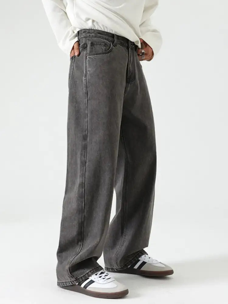 Men’s Washed Wide Leg Jeans