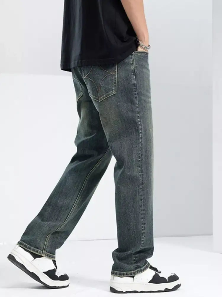 Men’s Washed Wide Leg Jeans