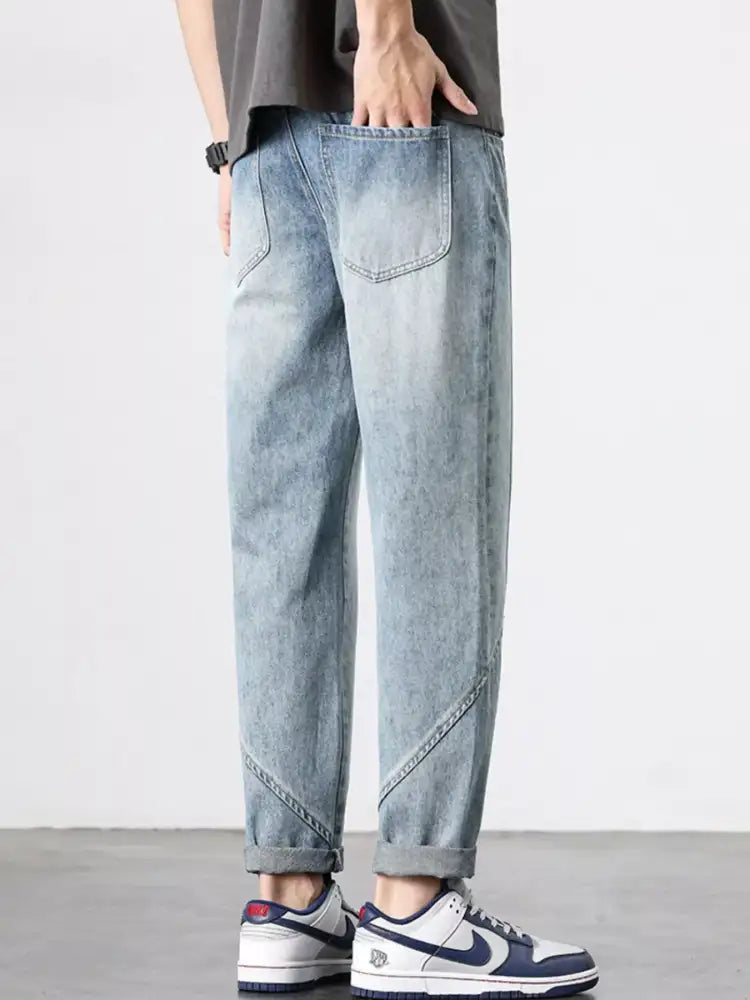 Men’s Washed Wide Leg Jeans