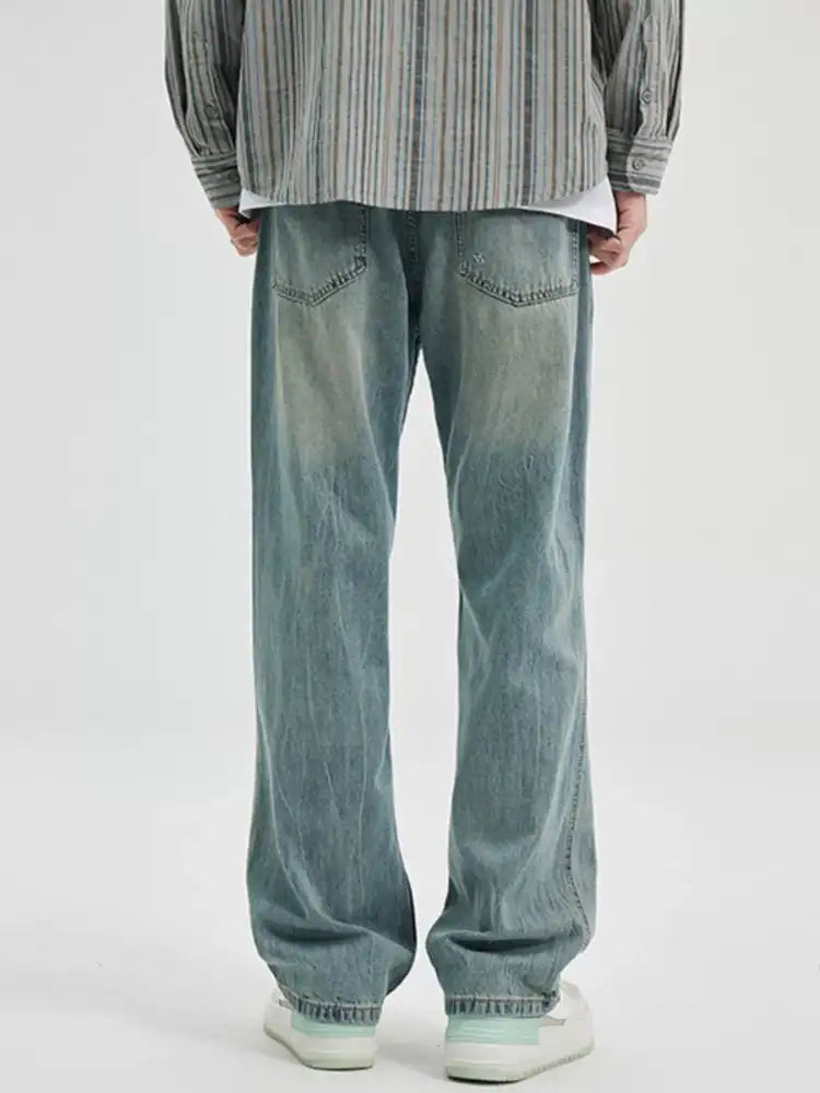 Men’s Washed Wide Leg Jeans