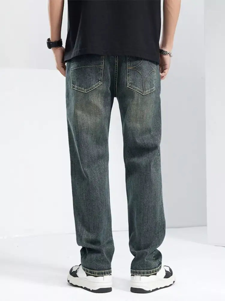 Men’s Washed Wide Leg Jeans