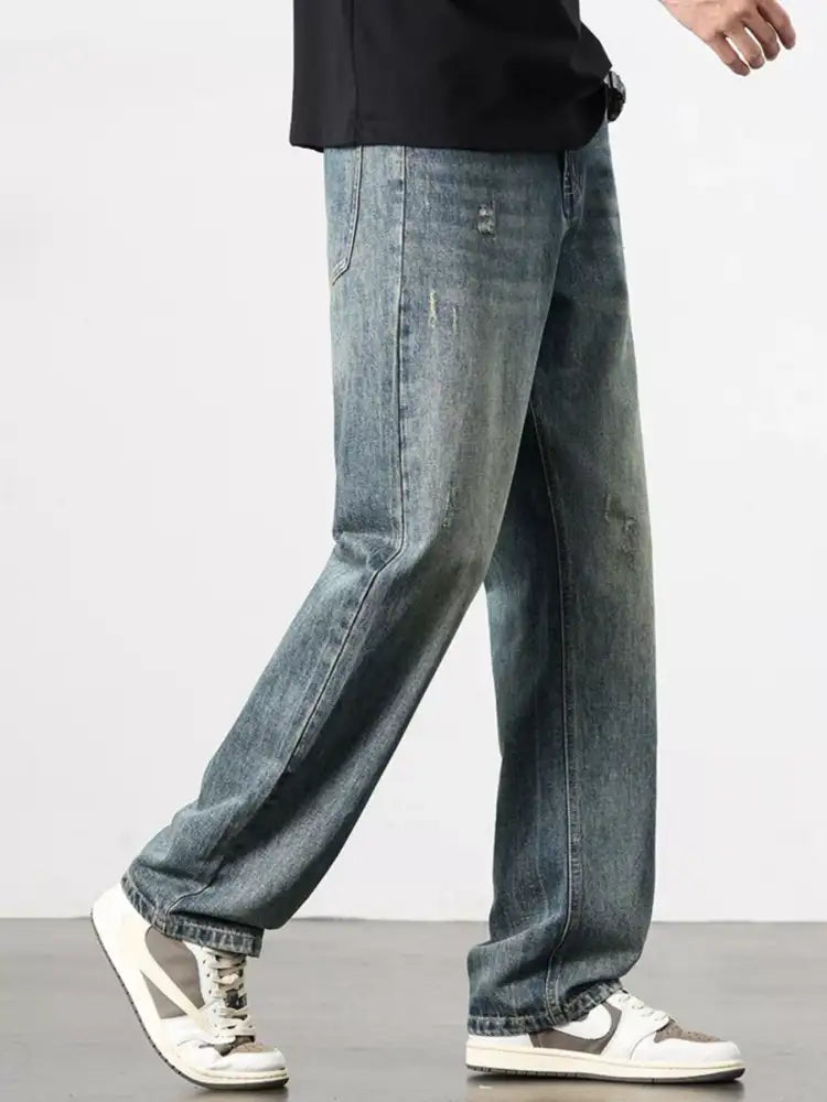 Men’s Washed Wide Leg Jeans