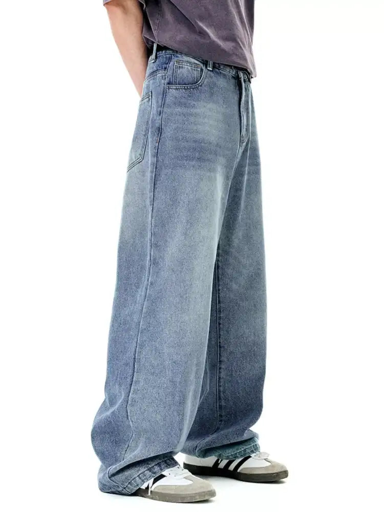 Men’s Washed Wide Leg Jeans