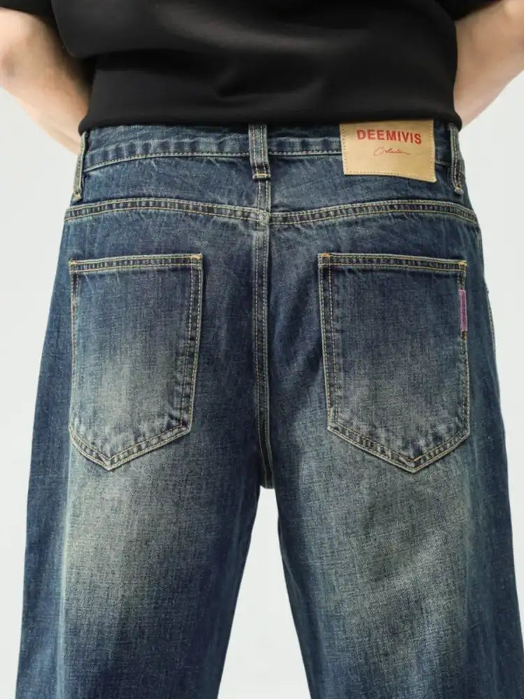 Men’s Washed Wide Leg Jeans